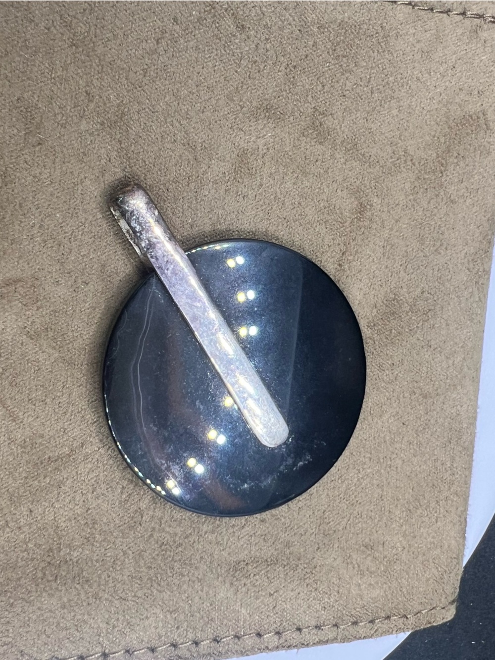 Contemporary Round Black and Silver Pendant Necklace